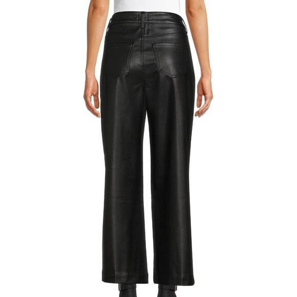 NWT Time and Tru Women's High Rise Faux Leather Wide Leg Pant, size 4 - Picture 2 of 5
